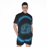 Blue Cancer Zodiac Sign Print Men's Rompers