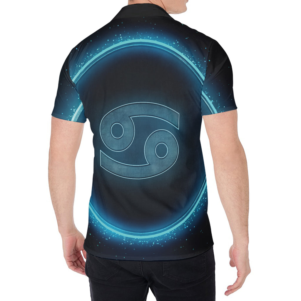 Blue Cancer Zodiac Sign Print Men's Shirt