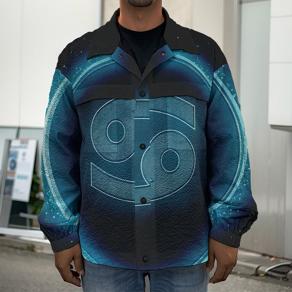 Blue Cancer Zodiac Sign Print Men's Shirt Jacket