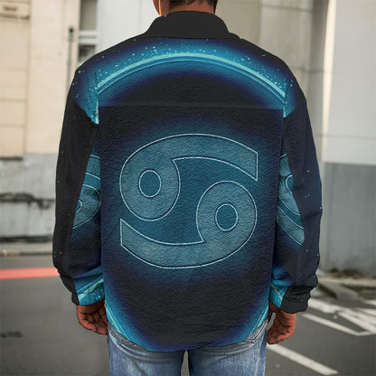 Blue Cancer Zodiac Sign Print Men's Shirt Jacket