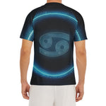 Blue Cancer Zodiac Sign Print Men's Short Sleeve Rash Guard