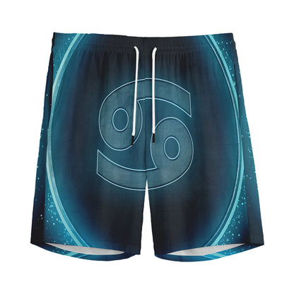 Blue Cancer Zodiac Sign Print Men's Sports Shorts