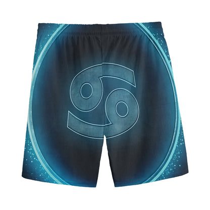 Blue Cancer Zodiac Sign Print Men's Sports Shorts