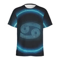 Blue Cancer Zodiac Sign Print Men's Athletic T-Shirt
