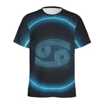 Blue Cancer Zodiac Sign Print Men's Sports T-Shirt