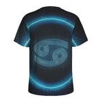 Blue Cancer Zodiac Sign Print Men's Sports T-Shirt