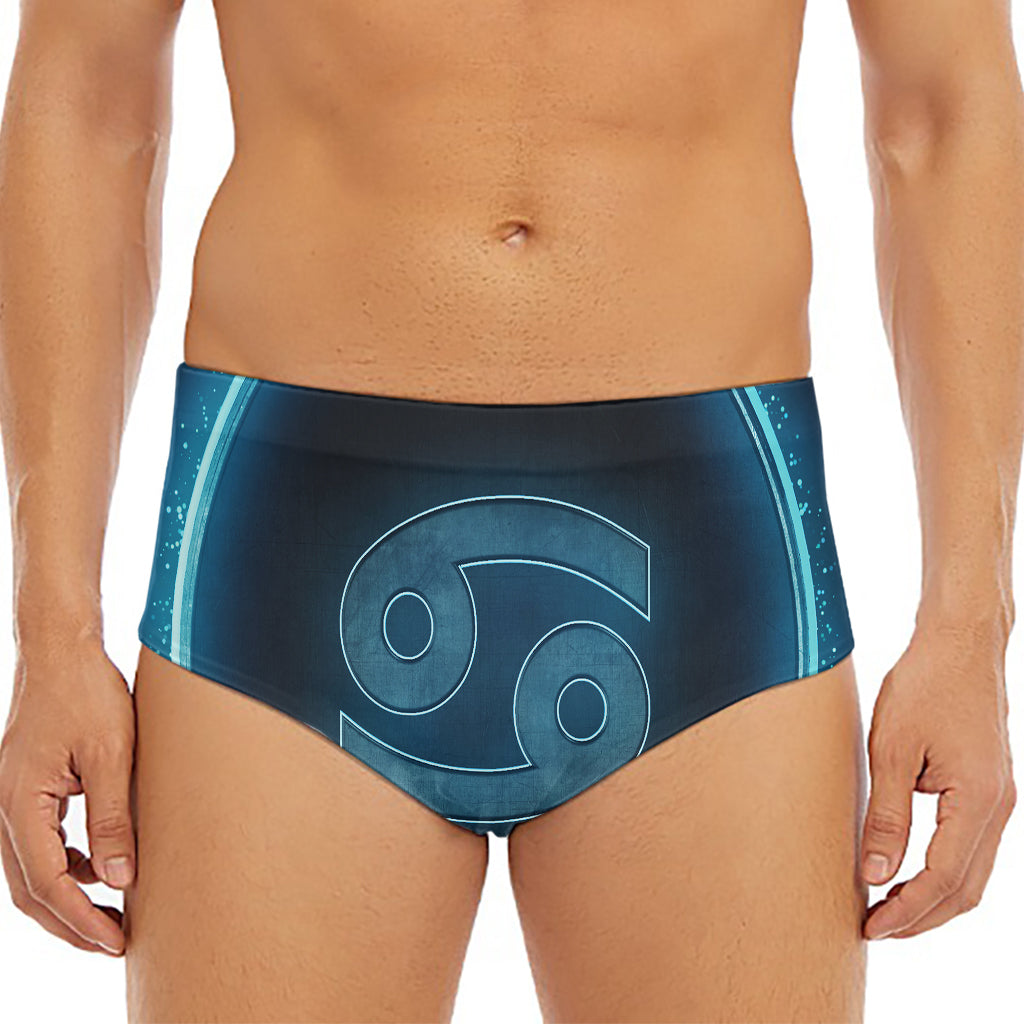 Blue Cancer Zodiac Sign Print Men's Triangle Swim Briefs