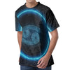 Blue Cancer Zodiac Sign Print Men's Velvet T-Shirt