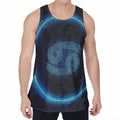 Blue Cancer Zodiac Sign Print Men's Velvet Tank Top