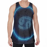Blue Cancer Zodiac Sign Print Men's Velvet Tank Top
