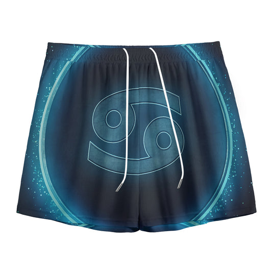 Blue Cancer Zodiac Sign Print Mesh Shorts