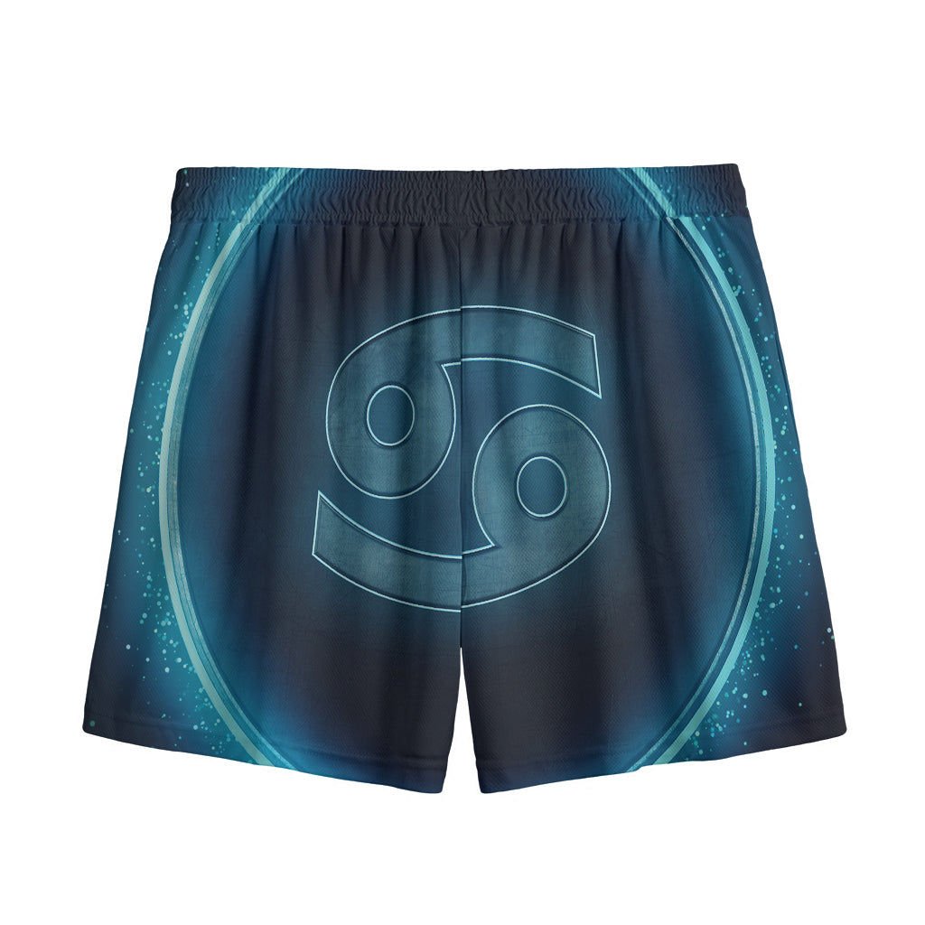 Blue Cancer Zodiac Sign Print Mesh Shorts