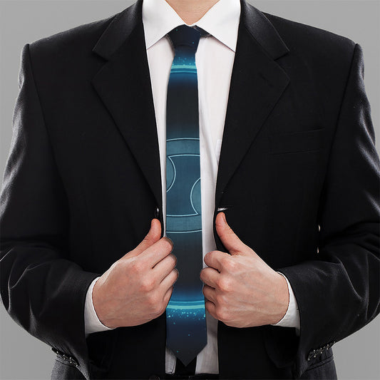Blue Cancer Zodiac Sign Print Necktie
