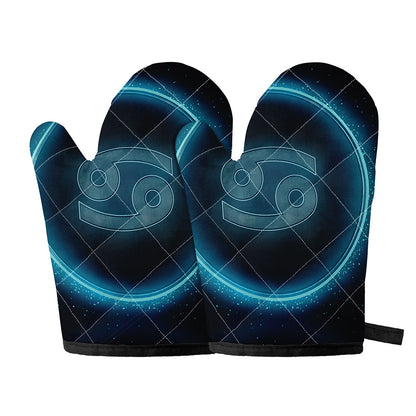 Blue Cancer Zodiac Sign Print Oven Mitts
