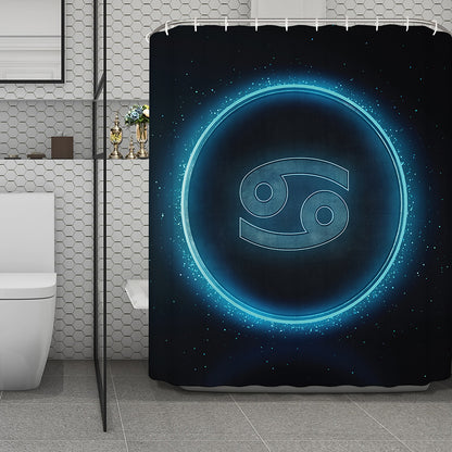 Blue Cancer Zodiac Sign Print Polyester Shower Curtain