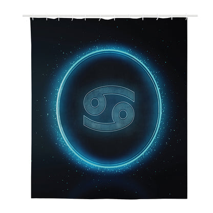 Blue Cancer Zodiac Sign Print Polyester Shower Curtain