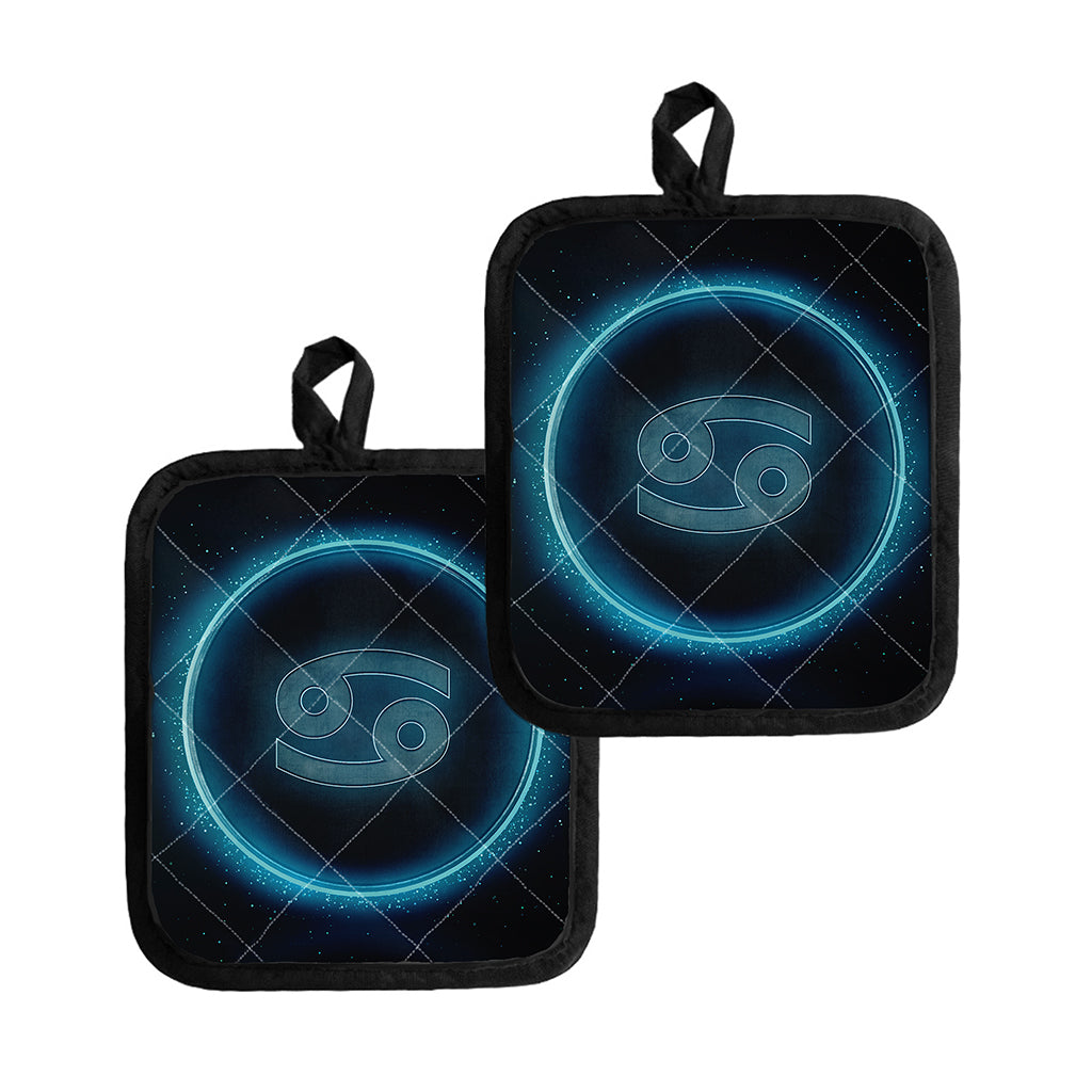 Blue Cancer Zodiac Sign Print Pot Holders