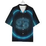 Blue Cancer Zodiac Sign Print Rayon Hawaiian Shirt