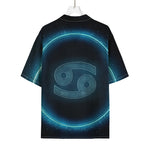 Blue Cancer Zodiac Sign Print Rayon Hawaiian Shirt