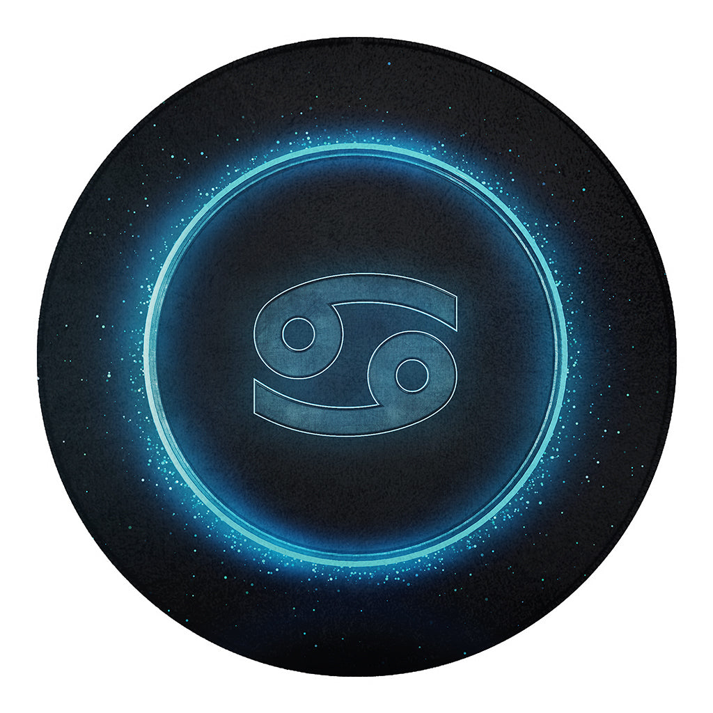 Blue Cancer Zodiac Sign Print Round Blanket