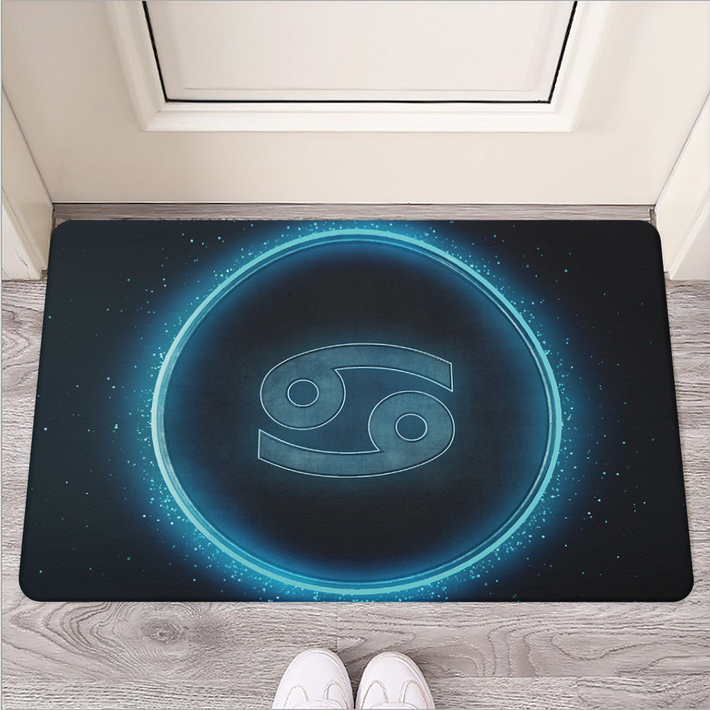 Blue Cancer Zodiac Sign Print Rubber Doormat