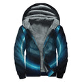 Blue Cancer Zodiac Sign Print Sherpa Lined Zip Up Hoodie