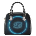 Blue Cancer Zodiac Sign Print Shoulder Handbag