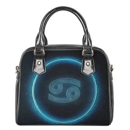 Blue Cancer Zodiac Sign Print Shoulder Handbag