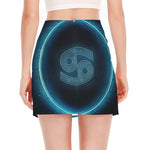 Blue Cancer Zodiac Sign Print Side Slit Mini Skirt