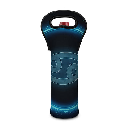 Blue Cancer Zodiac Sign Print Single Neoprene Wine Tote