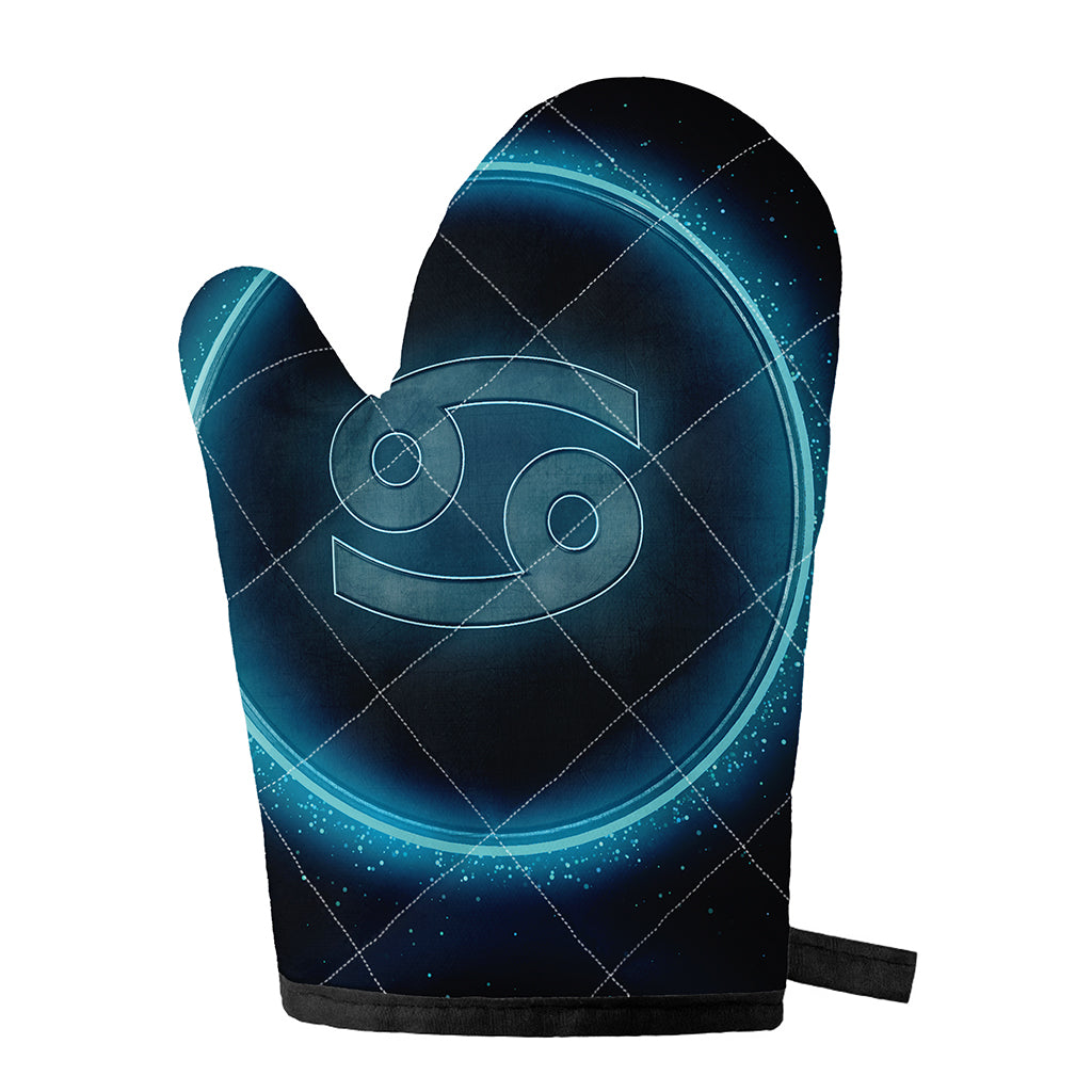 Blue Cancer Zodiac Sign Print Single Oven Mitt