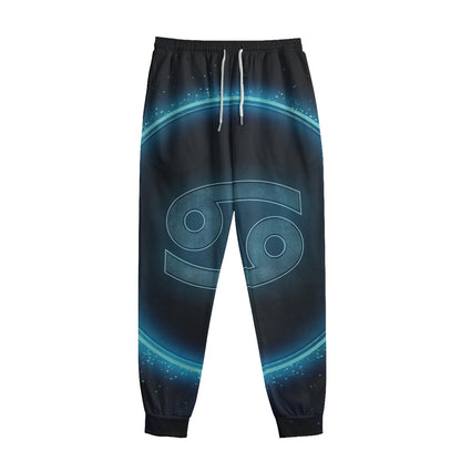 Blue Cancer Zodiac Sign Print Sweatpants
