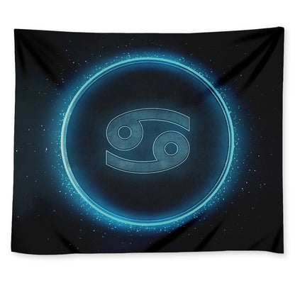 Blue Cancer Zodiac Sign Print Tapestry