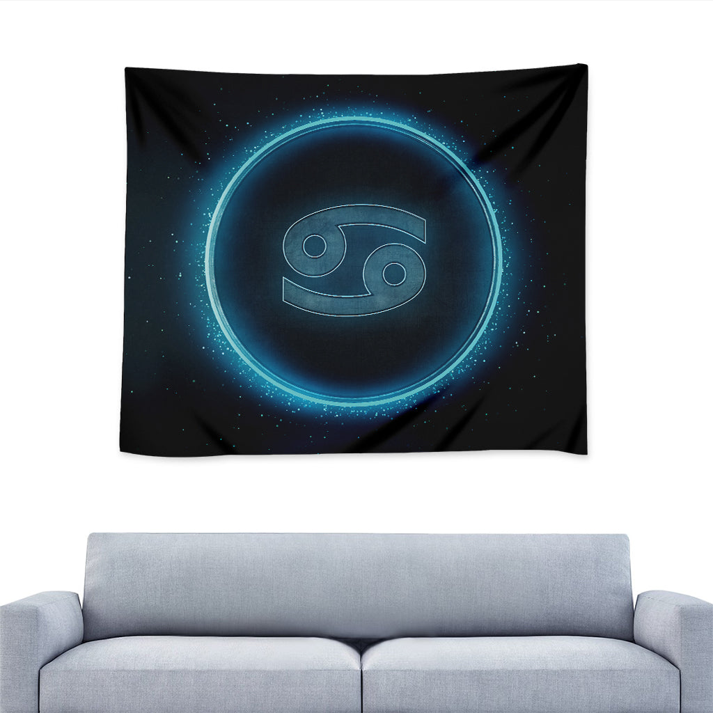 Blue Cancer Zodiac Sign Print Tapestry