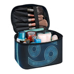 Blue Cancer Zodiac Sign Print Travel Makeup Bag