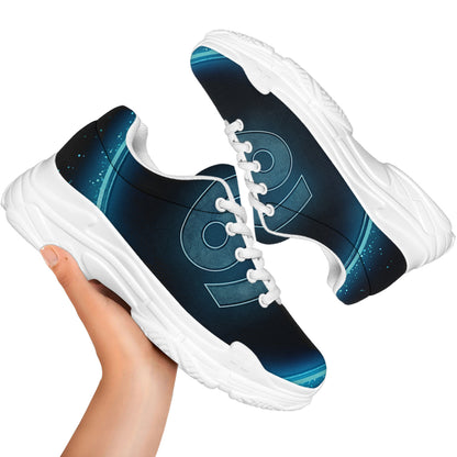 Blue Cancer Zodiac Sign Print White Chunky Shoes