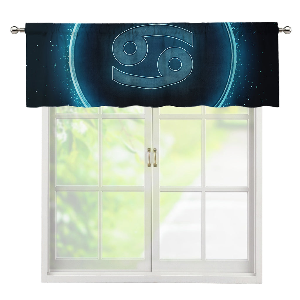 Blue Cancer Zodiac Sign Print Window Valance