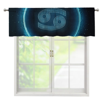 Blue Cancer Zodiac Sign Print Window Valance