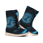 Blue Cancer Zodiac Sign Print Winter Boots