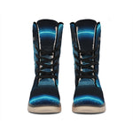 Blue Cancer Zodiac Sign Print Winter Boots