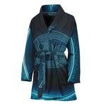 Blue Cancer Zodiac Sign Print Women's Bathrobe