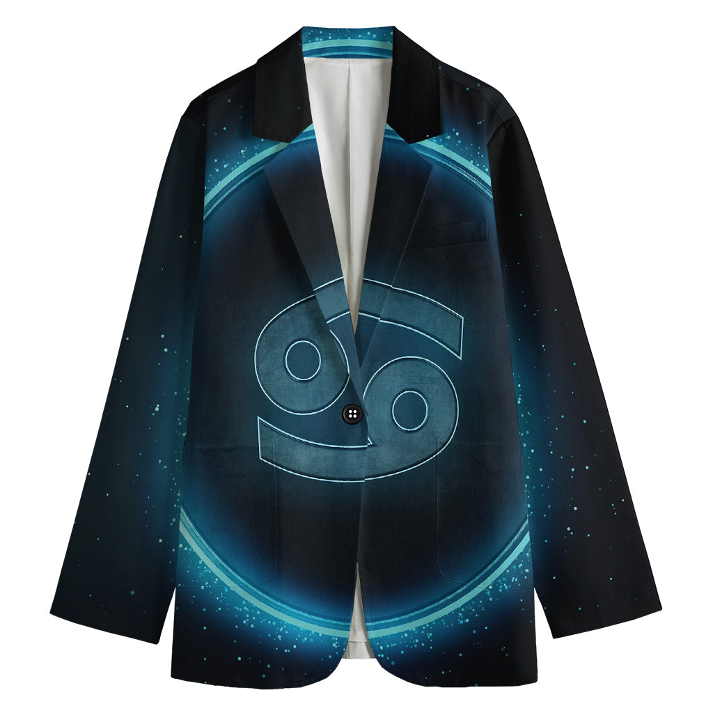 Blue Cancer Zodiac Sign Print Women's Blazer
