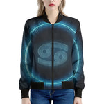 Blue Cancer Zodiac Sign Print Women's Bomber Jacket