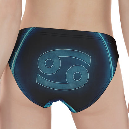 Blue Cancer Zodiac Sign Print Women's Panties