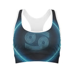 Blue Cancer Zodiac Sign Print Women's Sports Bra