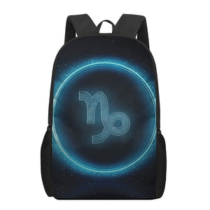 Blue Capricorn Zodiac Sign Print 17 Inch Backpack