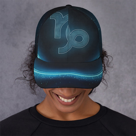 Blue Capricorn Zodiac Sign Print Baseball Cap