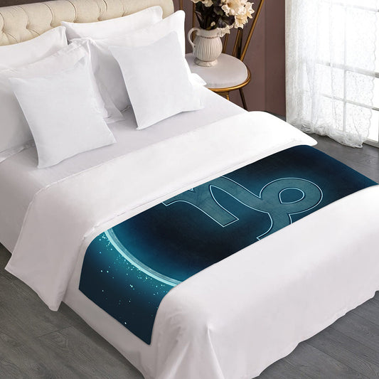 Blue Capricorn Zodiac Sign Print Bed Runner