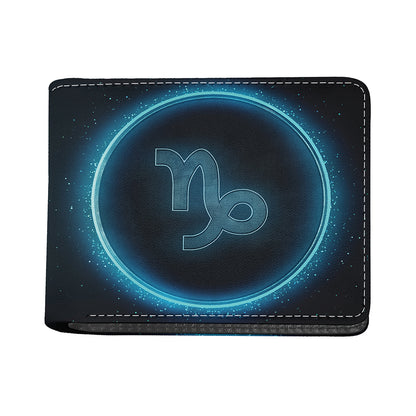 Blue Capricorn Zodiac Sign Print Bifold Wallet