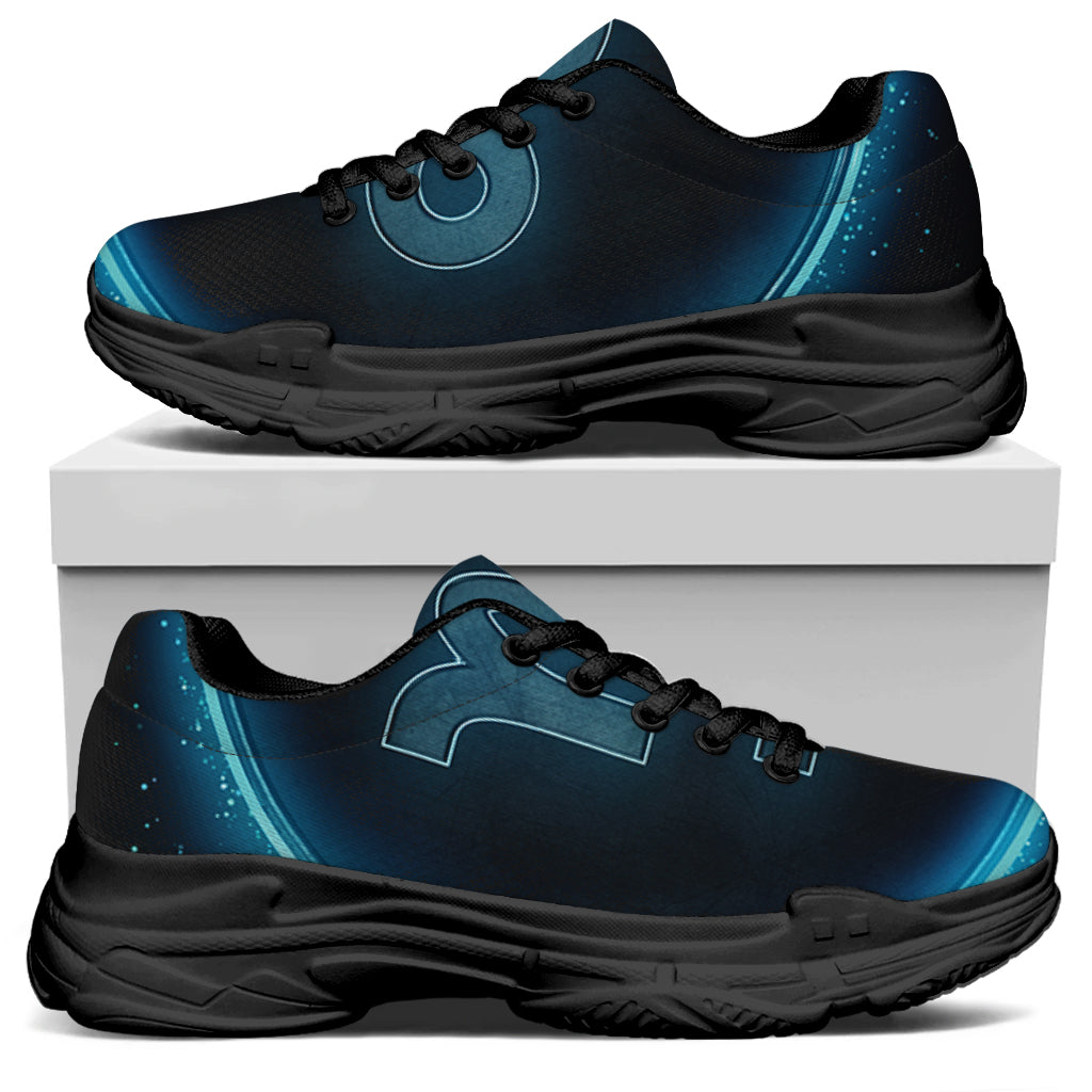 Blue Capricorn Zodiac Sign Print Black Chunky Shoes